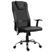 Vinsetto Chaise de Bureau Ergonomique Fauteuil de Bureau pivotant, hauteur réglable, Dossier en maille respirante, revêtement en Nylon synthétique Noir(m-12)