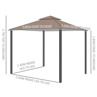 Outsunny 3 x 3 meter Patio Metal Gazebo Square Outdoor Party Wedding Canopy Shelter w/Mesh - Brown(m-3)