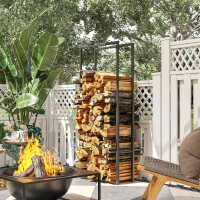 Outsunny 40-65/100-150cm Adjustable Metal Firewood Log Holder(m-10)