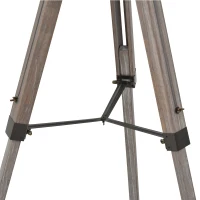 HOMCOM Floor Lamp with Adjustable Tripod for Living Room Bedroom, Vintage Spotlight Reading Lamp with Wood Legs, 115-155cm, Grey(m-9)