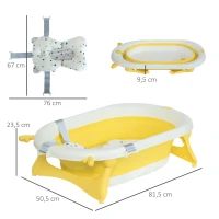 HOMCOM Bañera Plegable para Bebé Recién Nacido hasta 3 Años 81,5x50,5x23,5 cm con Tapón Termosensible Cojín(m-3)