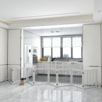 PawHut 8 Panels Foldable Pet Gate with Support Feet, for House, Doorway, Stairs, Small and Medium Dogs - White(m-10)