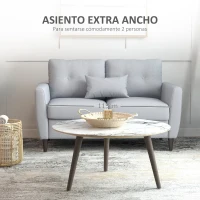 HOMCOM Sofá de 2 Plazas con Cojines y Asiento Acolchado Funda de Almohada Lavable 140x78x83 cm Gris Claro(m-4)