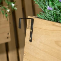 Outsunny Jardinera de Pared de Madera con Enrejado y 3 Macetas Móviles para Jardín Terraza Patio 60x16x80 cm Natural(m-9)