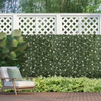 Outsunny 12PCS Artificial Boxwood Wall Panels 50cm x 50cm Rhododendron Privacy Fence Screen Faux Hedge Greenery Backdrop for Home Garden Backyard Balcony(m-2)