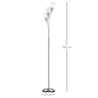 HOMCOM 3-Light Upright Floor Lamps for Living Room, Modern Standing Lamp for Bedroom with Steel Base, Bulb not Included, Silver(m-3)
