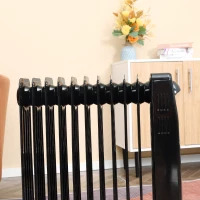 HOMCOM 2500W Digital Display Oil Filled Radiator, 11 Fin Portable Electric Heater with Timer, Adjustable Thermostat, Three Heat settings, Safety Cut Off, Remote, Black(m-8)
