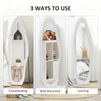 HOMCOM Wavy Velvet-Feel Full Length Mirror - White(m-6)