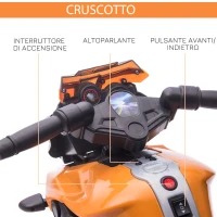 HOMCOM Moto Elettrica per Bambini 18-48 Mesi con Fari e Clacson, in PP e Metallo, 88.5x42.5x49 cm, Arancio(m-4)