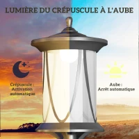 Outsunny Lampadaire solaire extérieur lampadaire de jardin LED avec interrupteur marche/arrêt 17 x 17 x 127 cm noir(m-5)