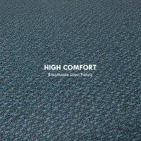 HOMCOM Round Linen-Look Storage Ottoman - Blue(m-5)