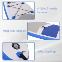 HOMCOM Tavola Gonfiabile SUP Stand Up Paddle con Pagaia Regolabile, Tavola Surf con Accessori 322x81x15cm(m-4)