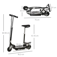 HOMCOM Trottinette électrique 120 W pliable pour enfant de 7 à 12 ans hauteur guidon et selle réglable 10 Km/h max. noir(m-3)