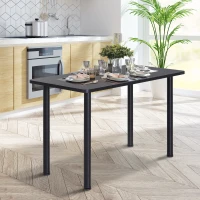 HOMCOM Table à Manger Style Contemporain 4 Personnes dim. 120L x 60l x 76H cm en Bois et pieds en Acier Inoxydable Noir(m-2)