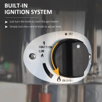 Outsunny 10KW Outdoor Gas Patio Heater Terrace Freestanding Bullet Style Heater with Wheels, Dust Cover, Regulator and Hose, Silver(m-6)