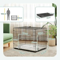 PawHut Foldable Dog Crate with 2 Doors with Tray, Soft Cushion, for Small Dogs, 76 x 53 x 60, Black(m-3)