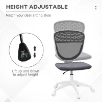 Vinsetto Armless Desk Chair, Mesh Office Chair, Height Adjustable with Swivel Wheels, Grey(m-6)