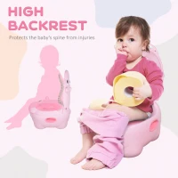 HOMCOM Portable Baby Potty Kids Children Training Toilet Chair Toddler Trainer Stool with Cushion 6 Months - 2 Years Pink(m-6)