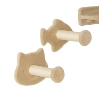 PawHut Rascador de Pared para Gatos con 2 Postes de Sisal Plataforma Doble con Escalera Suave y 1 Plataforma para Saltar Beige(m-8)