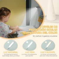 HOMCOM Juego de Escritorio y Silla para Niños de +6 Años Ajustable con Mesa Inclinable Lámpara Cajón y Estante para Libros Gris(m-8)