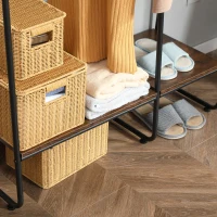 HOMCOM Perchero de Ropa de Madera con 4 Estantes y Barra para Colgar para Dormitorio Salón 101x39x160 cm Marrón Rústico(m-9)