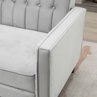 HOMCOM Sofá Cama de 3 Plazas Sofá Cama Convertible de Terciopelo con Respaldo Reclinable y Patas de Madera 189x80,5x78,5cm Gris(m-7)