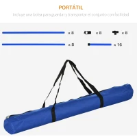 PawHut Set de Entrenamiento de Agilidad para Perros 4 Piezas Obstáculos Vallas de Salto con Altura Ajustable 99x65x94 cm Azul(m-5)