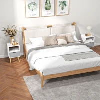 HOMCOM Lot de 2 tables de nuit Table de Chevet scandinave 40L x 38l x 58H cm tiroir + Niche en Bois Blanc Bleu Gris(m-2)