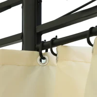 Outsunny Tonnelle pavillon de jardin rond dim. Ø 3,5L x 2,75H m double toit 6 rideaux latéraux polyester crème métal époxy noir(m-9)