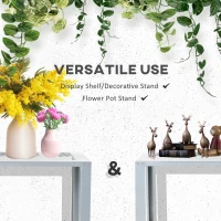 Outsunny 2-Tier Plant Stand, Corner Plant Shelf for Outdoor and Indoor Storage Organizer, Freestanding Flower Rack with Steel Frame, Mesh Board, Silver(m-6)