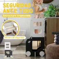 AIYAPLAY Torre de Aprendizaje Taburete Infantil con Pizarra Convertible en Mesa y Silla con Diseño de Coche Blanco y Gris(m-5)