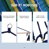 Outsunny Chaise Suspendue hamac de Voyage Fauteuil Suspendu Respirant Portable dim. 58L x 43l x 71H m Coton Polyester Multicolore(m-4)