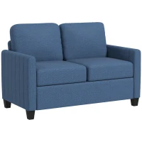 HOMCOM Modern Boxy Linen-Look Two-Seater Sofa - Blue(m-10)