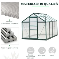 Outsunny Serra da Giardino in Policarbonato Anti UV con Finestra e Porta Scorrevole, 190x252x201cm(m-5)