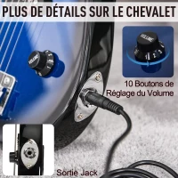 HOMCOM Guitare électrique avec amplificateur, sac, médiators, cordes de rechange, câble noir bleu(m-4)