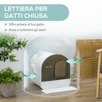 PawHut Lettiera per Gatti Chiusa con Filtri, Paletta e Vassoio Removibile, Struttura in PP, 43x44x47 cm, Bianca e Nera(m-5)