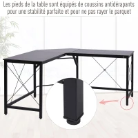 HOMCOM Bureau d'angle Bureau Informatique Design Moderne métal MDF Imitation Bois Noir(m-7)