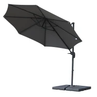 Outsunny Lot de 4 pied de parasol poids de lestage carré pour parasols déportés dim. par dalle 51L x 51l x 12H cm polyéthylène - A remplir d'eau jusqu'à 80 kg ou de sable jusqu'à 120 kg - noir(m-6)