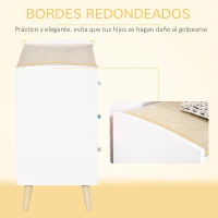 HOMCOM Cajonera Infantil con 3 Cajones Cómoda Auxiliar con Patas de Madera Almacenaje de Juguetes Ropa Libros para Habitación de Niños 90x40x75,2 cm Blanco(m-6)