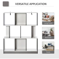 HOMCOM 3-Tier 8-Cube Home Office Display Unit Bookcase Shelving Unit Contemporary Stylish Versatile Freestanding w/ Anti-Tipping Safety Grey White(m-6)