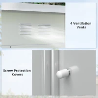 Outsunny 7.6 x 4.3ft Garden Storage Shed with Lockable Sliding Doors and Ventilation, Metal Garden Tool Storage House, Green(m-6)