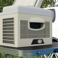Outsunny 16L Portable Car Fridge, -20℃ to 10℃ Adjustable Temperature - Khaki/Grey(m-9)