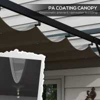 Outsunny Aluminium Pergola with Retractable Roof, 3x4m Garden Shelter for Patio Deck in, Dark Grey(m-5)