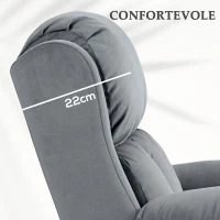 HOMCOM Poltrona Alzapersona a 8 Punti Massaggianti e Tasca Portaoggetti, in Finta Pelle e Acciaio, 90x95x103 cm, Grigia(m-7)