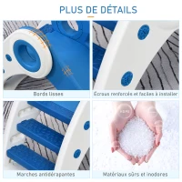 HOMCOM Toboggan Enfant Pliable 3 à 6 Ans Usage intérieur extérieur dim. 120L x 50l x 56H cm HDPE Bleu(m-7)