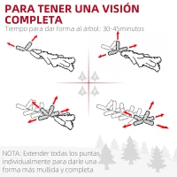 HOMCOM Árbol de Navidad Artificial 180 cm con 350 Luces LED 726 Ramas y Soporte de Acero Árbol Navideño para Interior Verde(m-8)