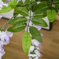 HOMCOM Set of 2 Artificial Plants Wisteria Floral in Pot, Fake Plants for Home Indoor Outdoor Decor, 100cm(m-7)