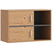 HOMCOM Armario de Baño de Pared con Compartimentos Abiertos y 2 Puertas Mueble de Baño Moderno 80x35x57,5 cm Natural(m-1)