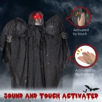 HOMCOM 6.3" Grim Reaper Halloween Animatronic, with Glowing Eyes(m-6)
