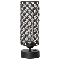 HOMCOM Lampada da Tavolo con Paralume in Cristallo e 2 Porte USB, Luce Regolabile Ф10.8x30cm, Nero(m-10)